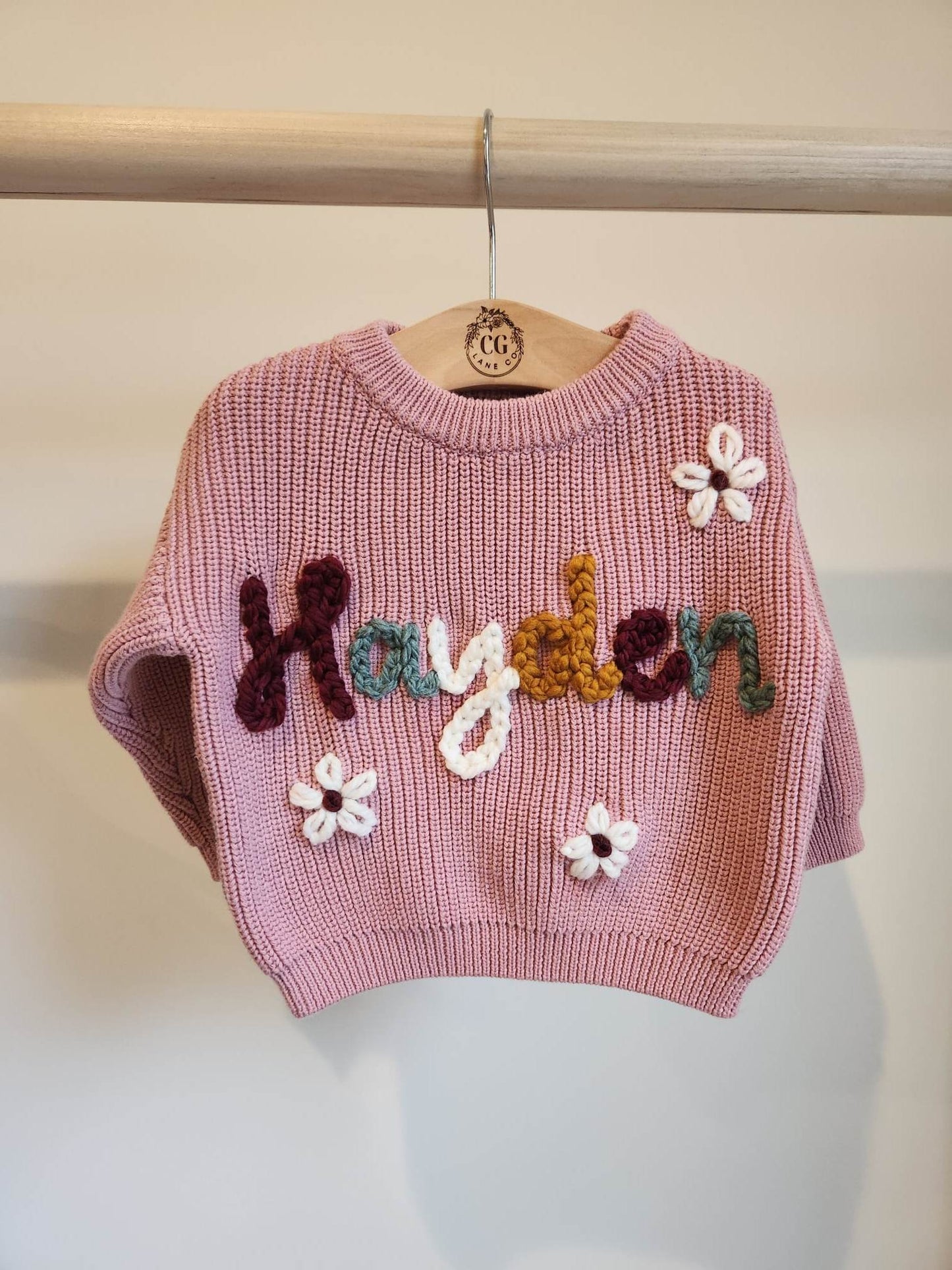 NEWBORN Hand Embroidered Sweater Set, Custom Name Baby Sweater & Shorts, Personalized Birth Announcement, Knit Sweater Baby Announcement
