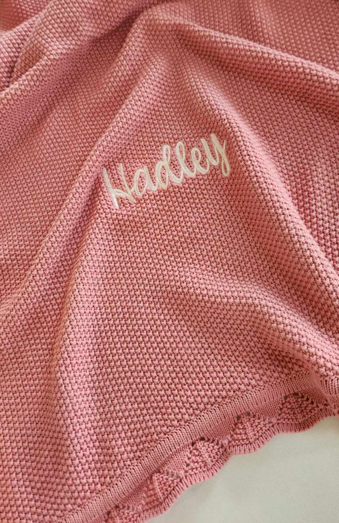 Knit hand embroidered baby blanket, new born blanket, birth announcement blanket, baby blanket with name, custom baby blanket