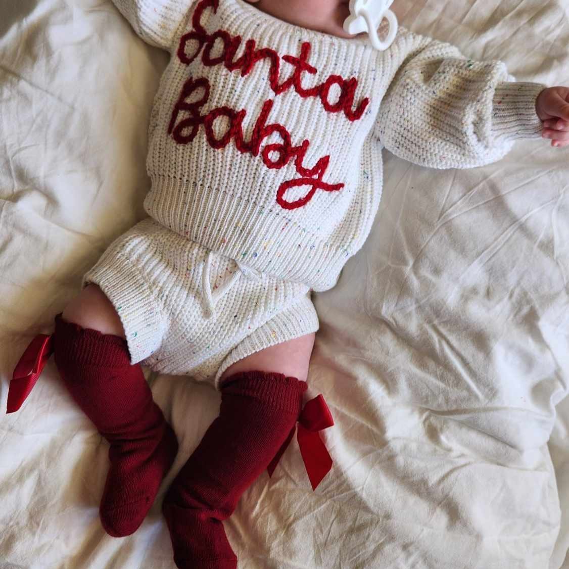 BOW SOCKS (0-6 mos) - DEEP RED