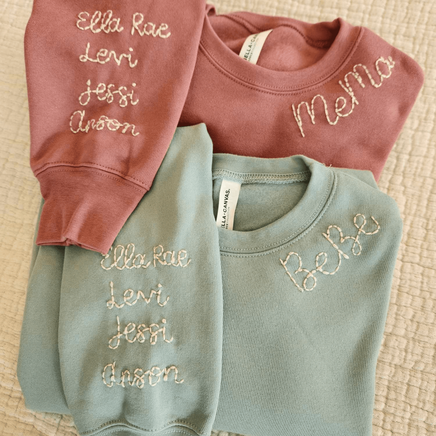Adult Hand Embroidered Crewneck Sweatshirt, GiGi Sweatshirt, Nana Sweatshirt, Mama Sweatshirt, Custom Embroidered Sweatshirt