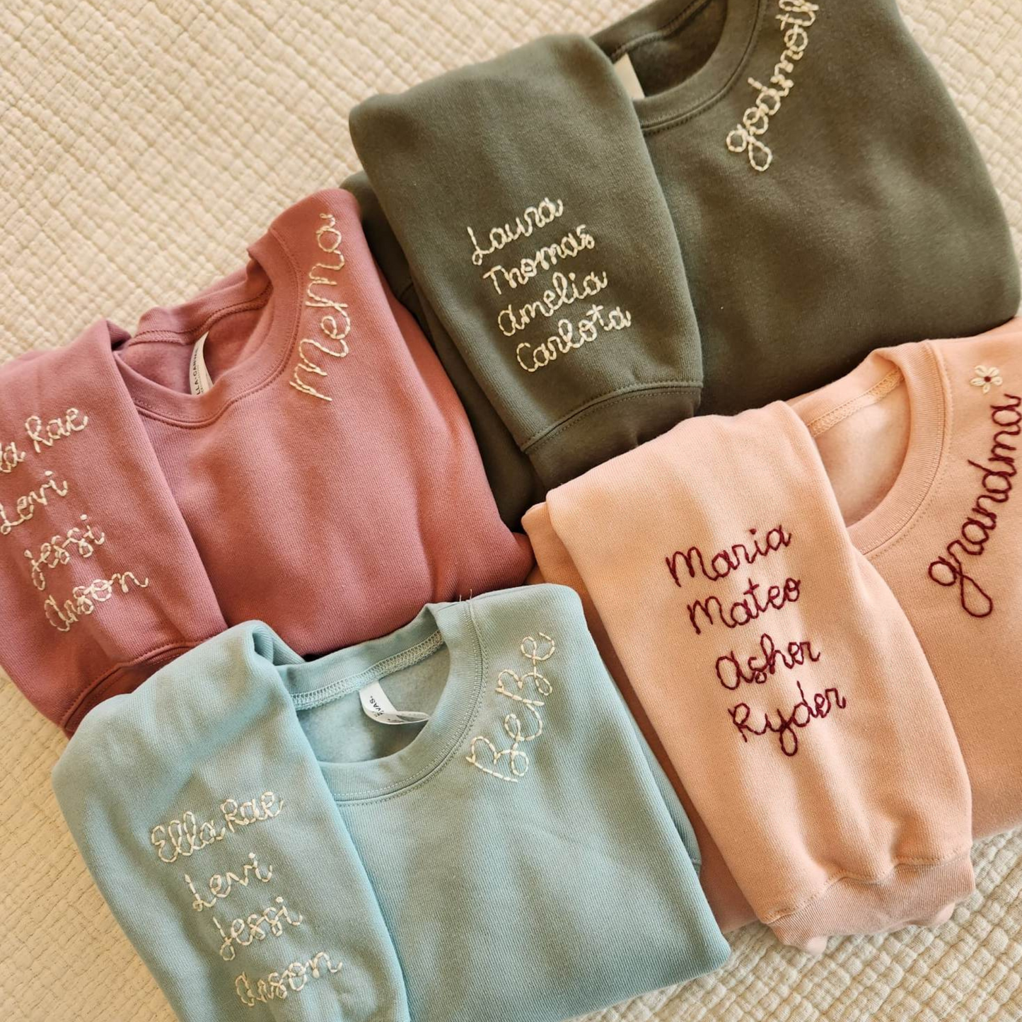 Adult Hand Embroidered Crewneck Sweatshirt, GiGi Sweatshirt, Nana Sweatshirt, Mama Sweatshirt, Custom Embroidered Sweatshirt