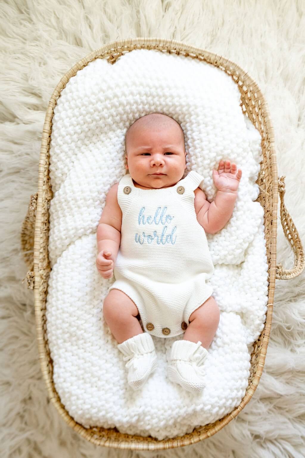 Custom Embroidered Knit Romper, Personalized Birth Announcement, Baby Announcement, Embroidered Birthday Romper, Baby Shower Gift