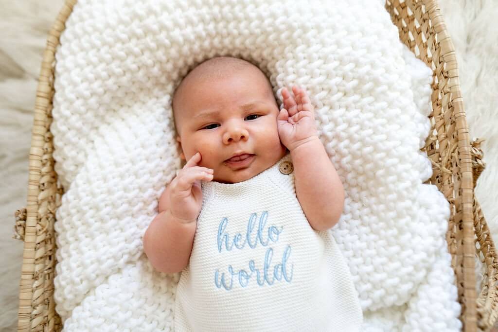 Custom Embroidered Knit Romper, Personalized Birth Announcement, Baby Announcement, Embroidered Birthday Romper, Baby Shower Gift