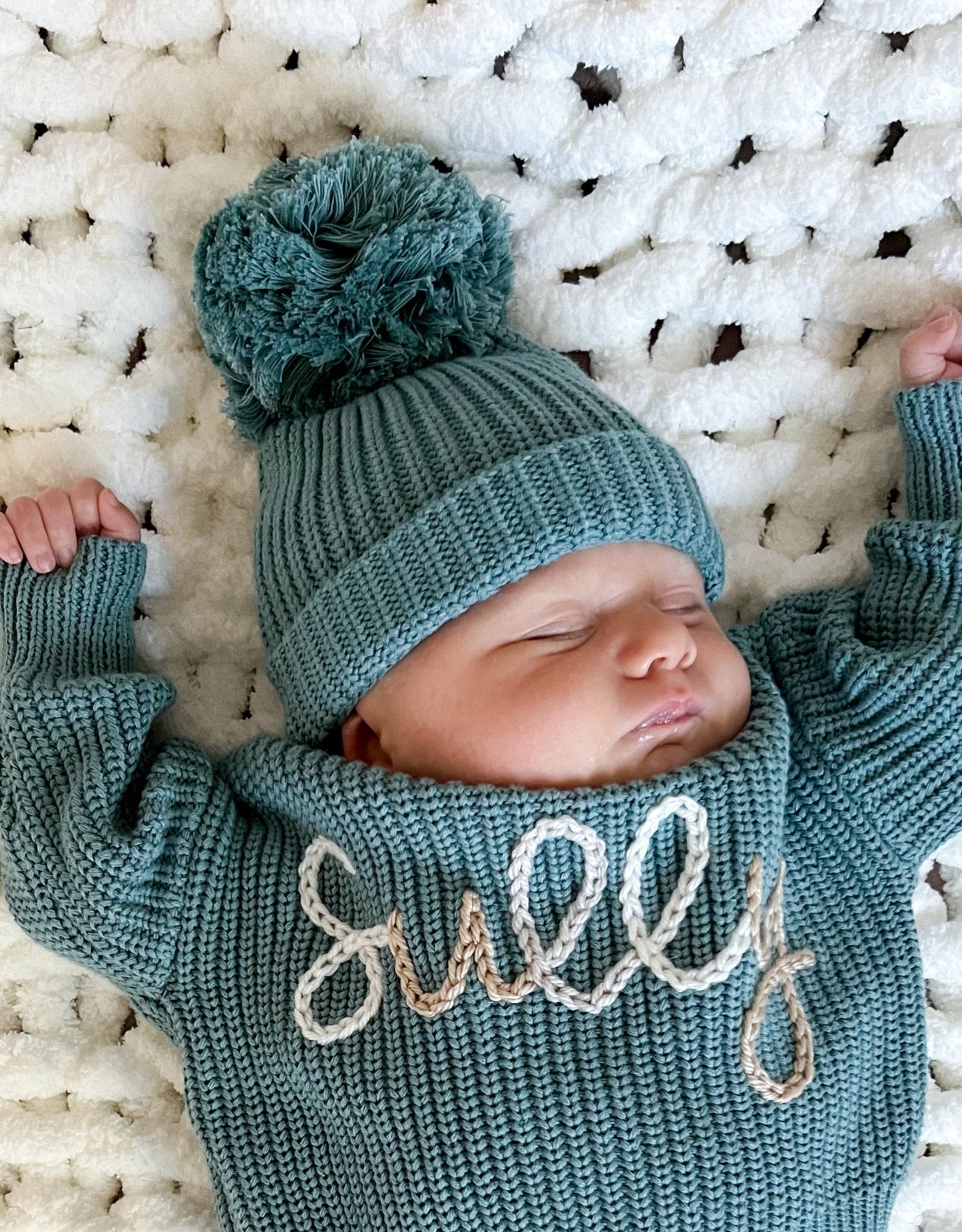 Personalized Beanie, Hand Embroidered Beanie, Custom Name Toboggan, Pom Pom Beanie, Personalized Gift