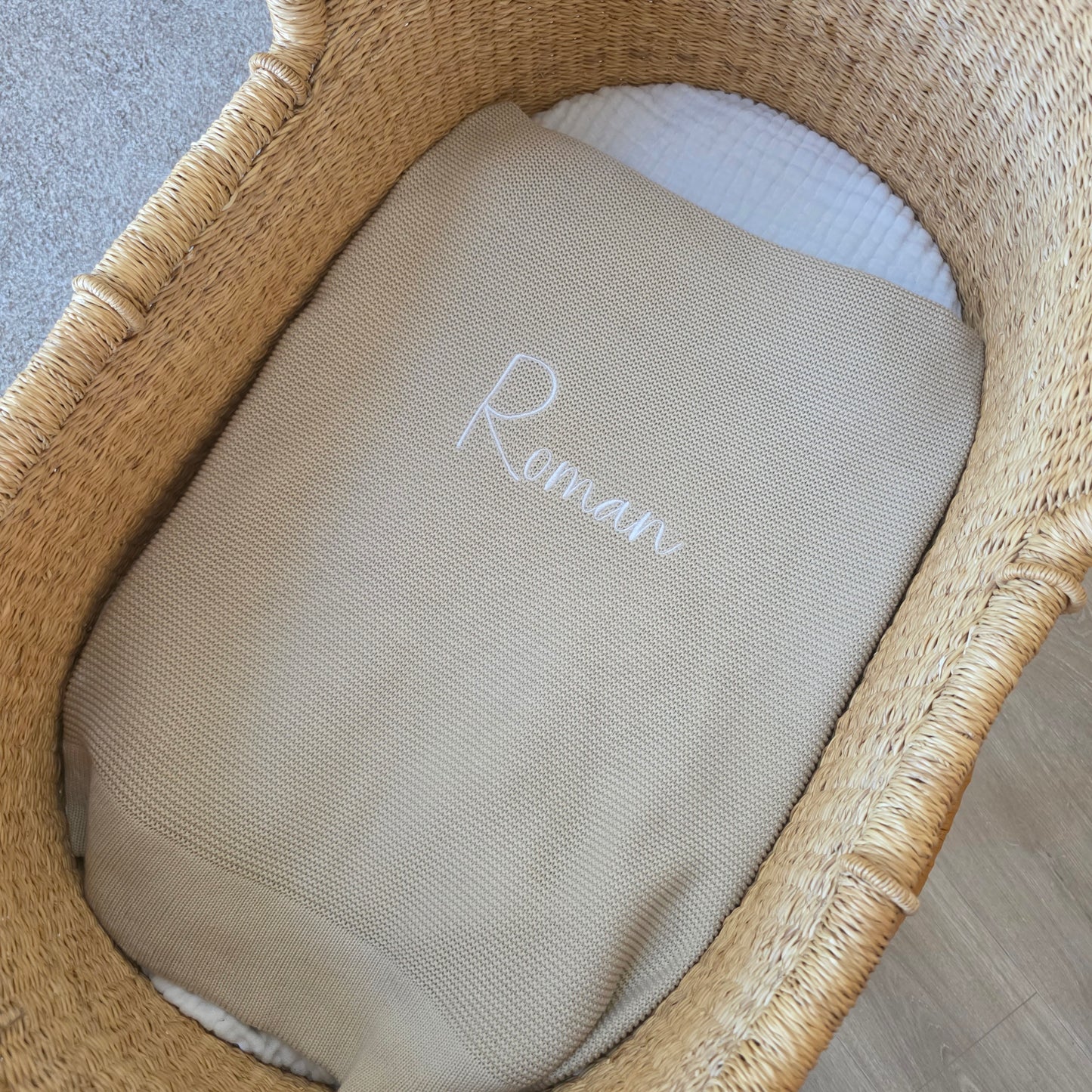 KNIT BABY BLANKET - BISCOTTI