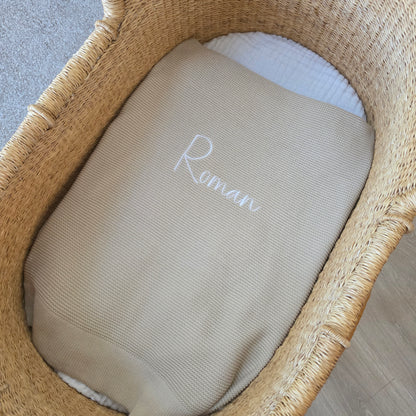 KNIT BABY BLANKET - BISCOTTI