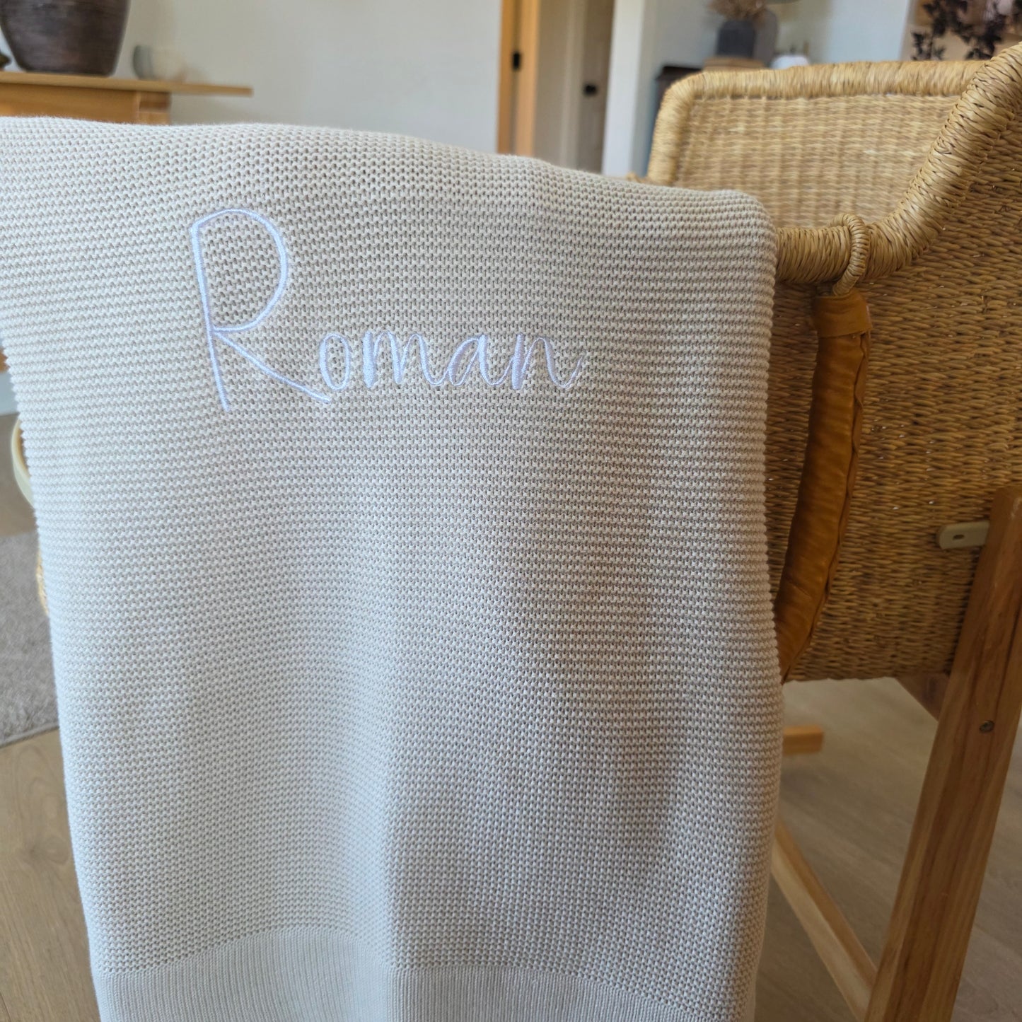 KNIT BABY BLANKET - BISCOTTI