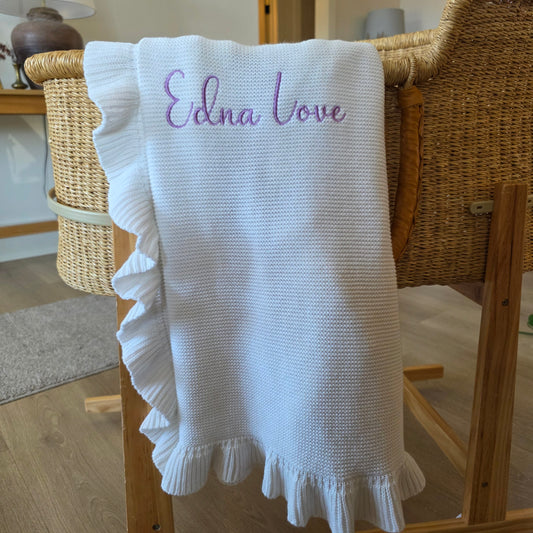KNIT BABY BLANKET - MARSHMALLOW RUFFLE