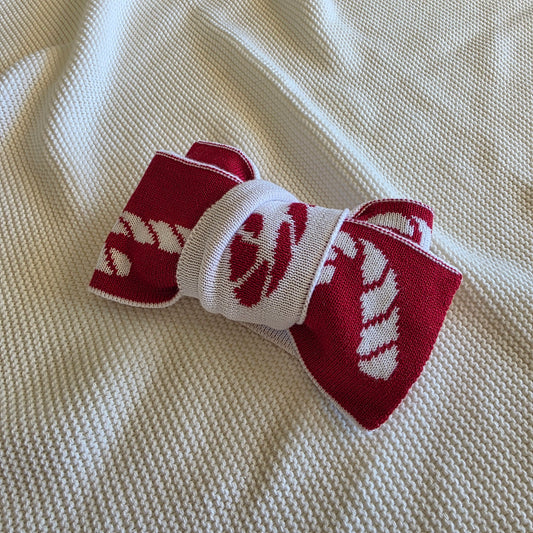 KNIT TOPKNOT HEADBAND - CANDY CANES