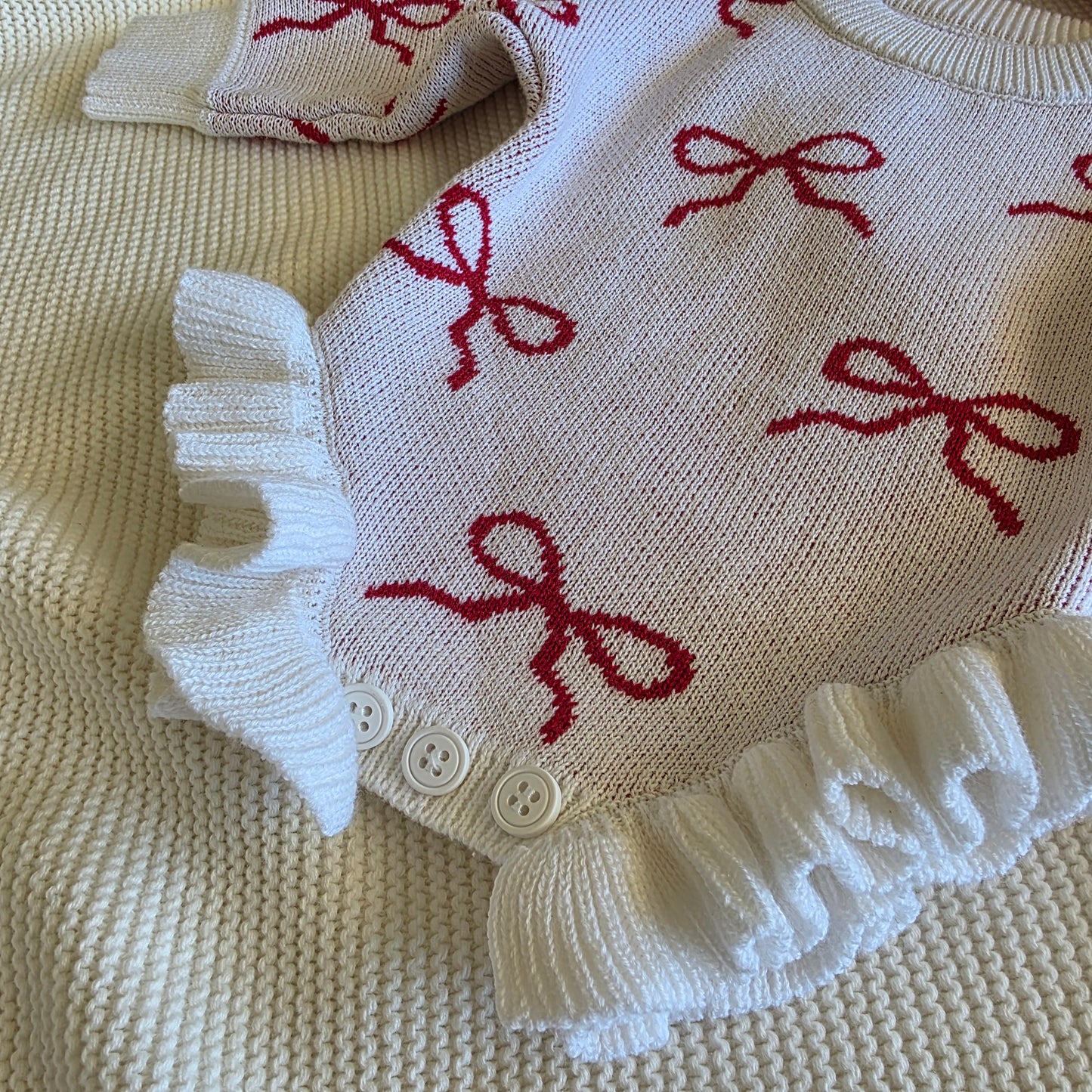 RUFFLE ROMPER - RED BOWS