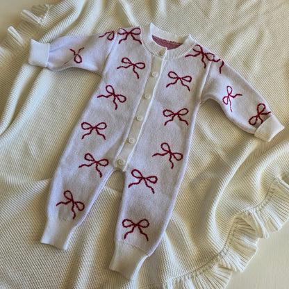 FULL LENGTH ROMPER - RED BOWS