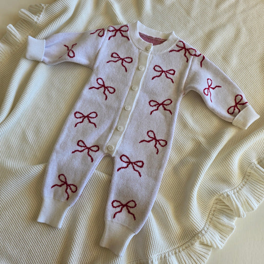 FULL LENGTH ROMPER - RED BOWS