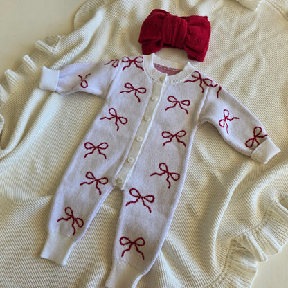 FULL LENGTH ROMPER - RED BOWS