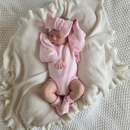 SCALLOPED BABY BOOTIES - ROSEWATER