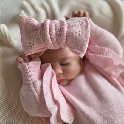 POINTELLE TOPKNOT BOW - ROSEWATER