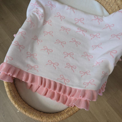 PINK BOWS RUFFLE BLANKET