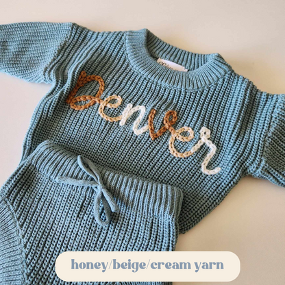 BABY SWEATER & SHORTS SET - LAKE