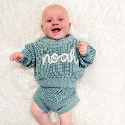 BABY SWEATER & SHORTS SET - LAKE