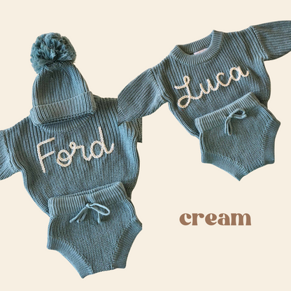 BABY SWEATER & SHORTS SET - LAKE