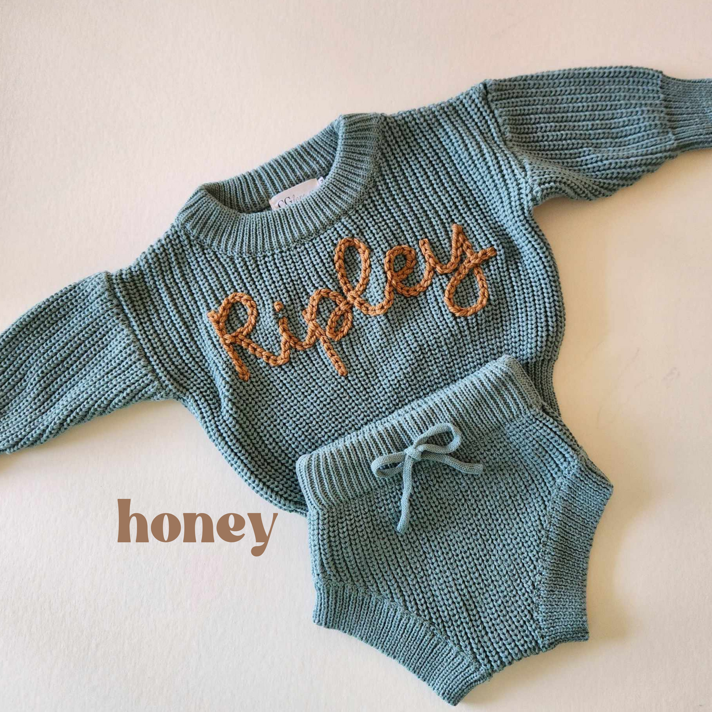 BABY SWEATER & SHORTS SET - LAKE