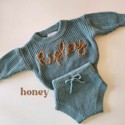 BABY SWEATER & SHORTS SET - LAKE