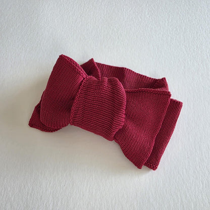 KNIT TOPKNOT HEADBAND - RED