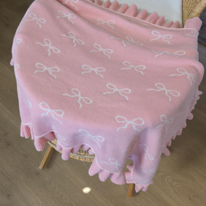 PINK BOWS RUFFLE BLANKET