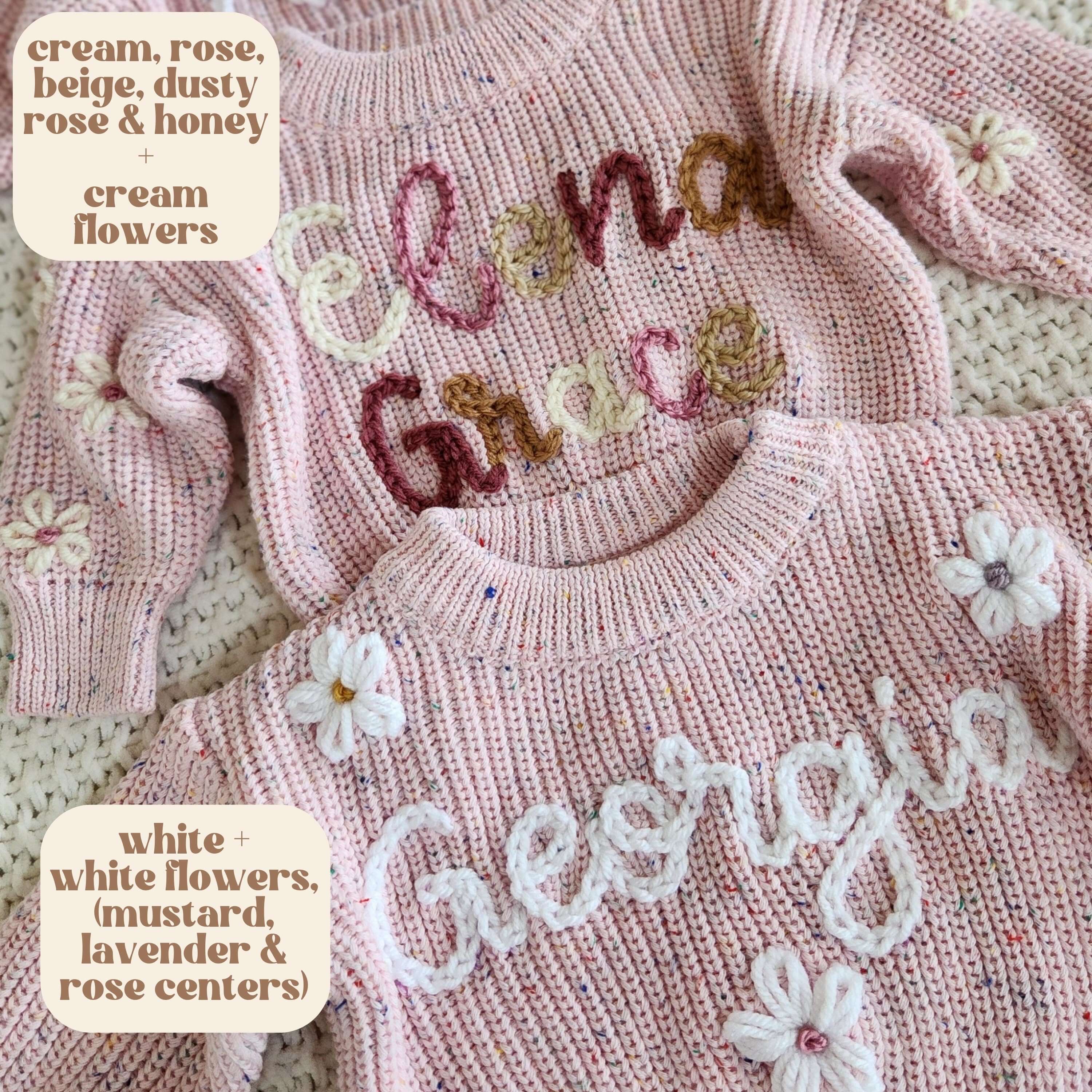 Outlet Embroidered White Baby Cardigan, Personalized Name Sweater, Baby Announcement