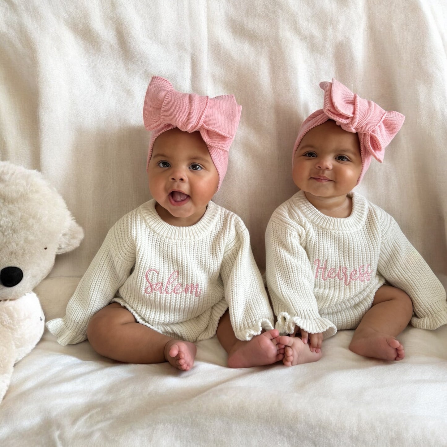 KNIT TOPKNOT BOW - BUBBLEGUM