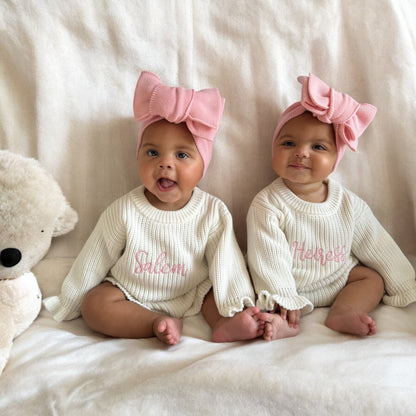KNIT TOPKNOT BOW - BUBBLEGUM