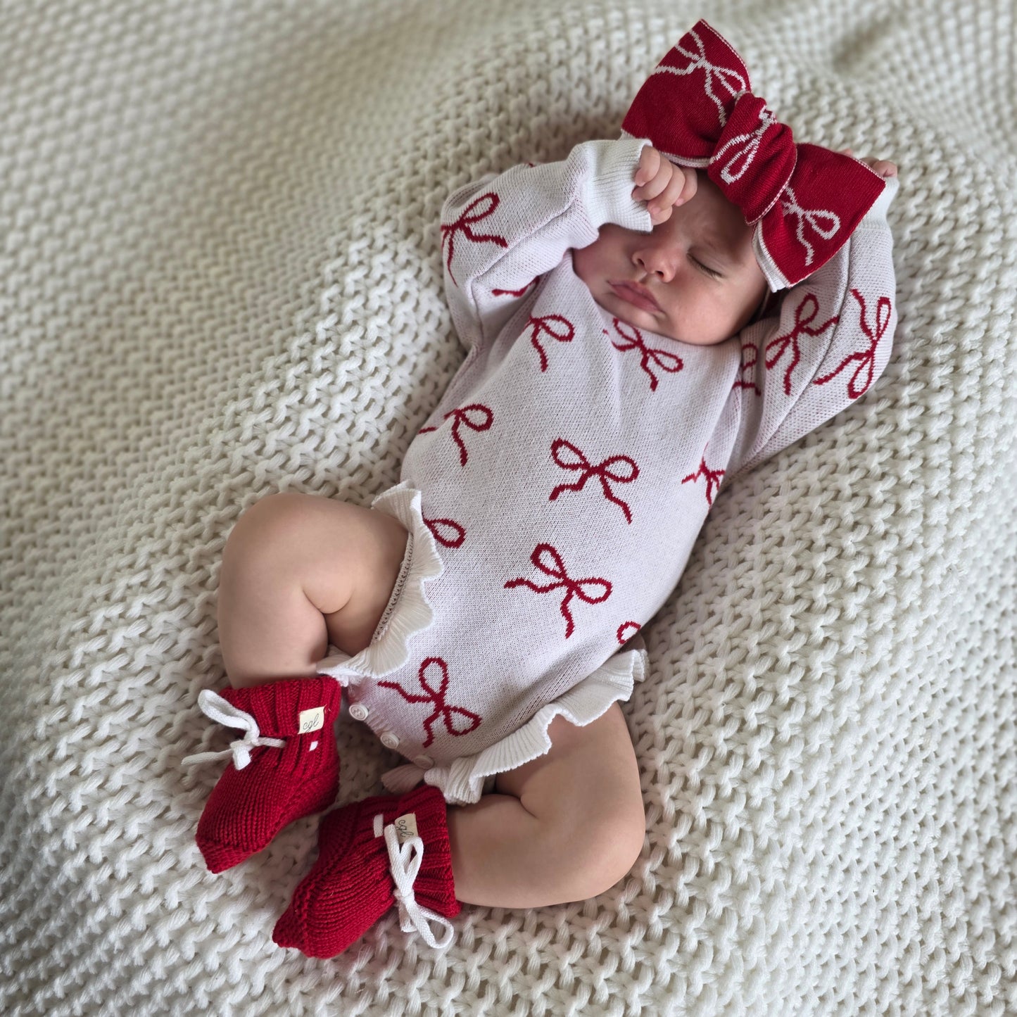 RUFFLE ROMPER - RED BOWS