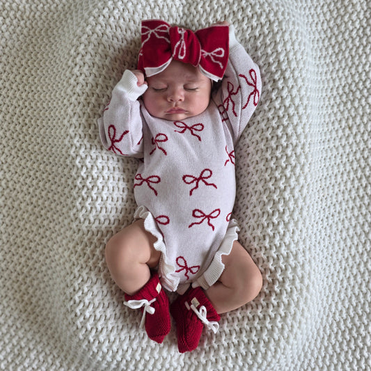 RUFFLE ROMPER - RED BOWS
